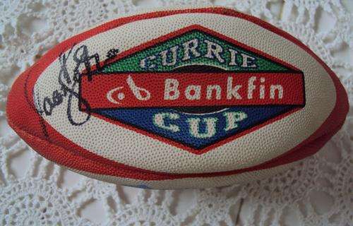 Signed Gilbert Memorabilia Mini rugby ball 1999 Bankfin Currie Cup