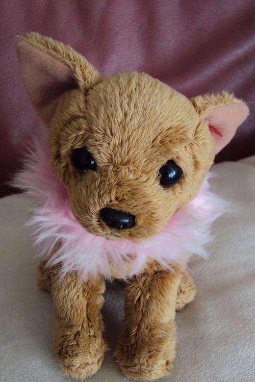 TY "Divalectable" toooo adorable puppy with pink fur collar