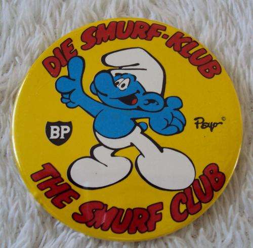 THE SMURF CLUB label badge by BP - vintage