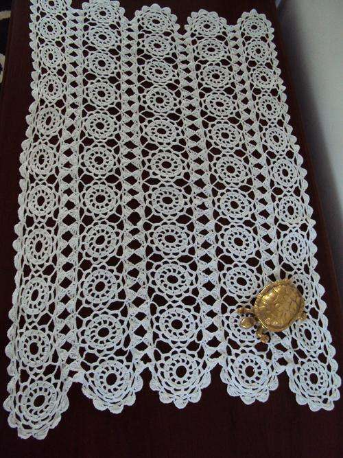White Hand crochet table runner - 74cm x 46cm