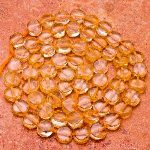 MARYKAY - NATURAL GOLDEN CITRINE COIN GEMSTONE BEADS - IDEAL FOR CRAFTS/BEADING 5/6