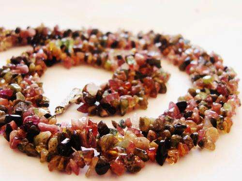 MARYKAY - STUNNING PIECE -NATURAL WATERMELON TOURMALINE HAND WOVEN GEMSTONE NECKLACE