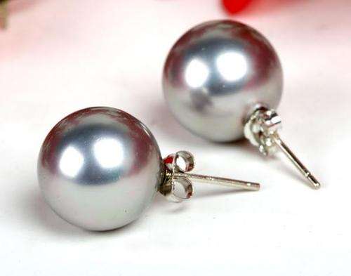 MARYKAY - SILVER GREY SOUTH SEA SHELL PEARL STERLING SILVER EARRINGS 10