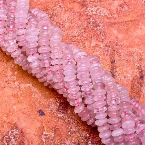 MARYKAY - NATURAL RONDELLE ROSE QUARTZ GEMSTONE BEADS -  CRAFTS/BEADING/JEWELLERY 3/6/6