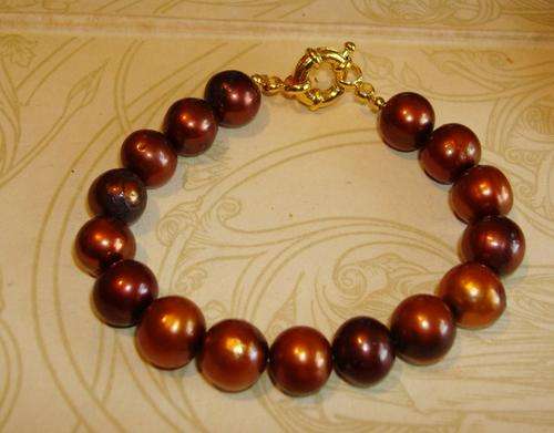 MARYKAY - 9mm - LOVELY COPPER GOLD GENUINE FRESHWATER PEARL BRACELET
