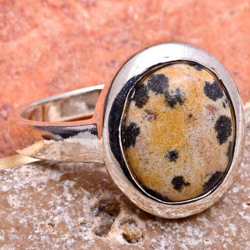 MARYKAY - LOVELY DALMATIAN JASPER STONE RING STERLING SILVER - MADE IN INDIA 10