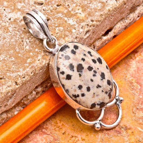MARYKAY - LOVELY DALMATIAN JASPER STONE PENDANT .925 STERLING SILVER - MADE IN INDIA
