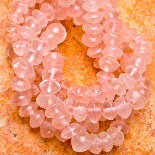 MARYKAY - NATURAL RONDELLE ROSE QUARTZ GEMSTONE BEADS -  CRAFTS/BEADING/JEWELLERY 6/7