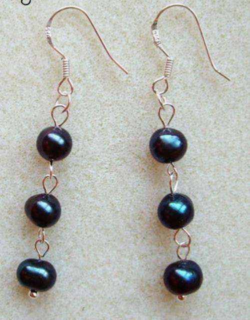 MARYKAY - DELIGHTFUL STERLING SILVER TRIO OF BLACK GENUINE FRESHWATER PEARL EARRINGS
