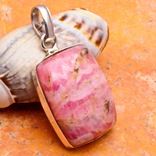 MARYKAY - AUTHENTIC RHODOCHROSITE SOLID STERLING SILVER GEMSTONE PENDANT