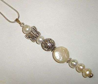 MARYKAY - GORGEOUS NATURAL PEARL AND BALI SILVER BEADS PENDANT