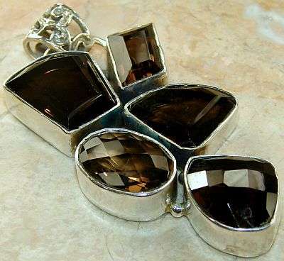 MARYKAY - SMOKEY TOPAZ MULTI STONE PENDANT IN SOLID .925 STERLING SILVER