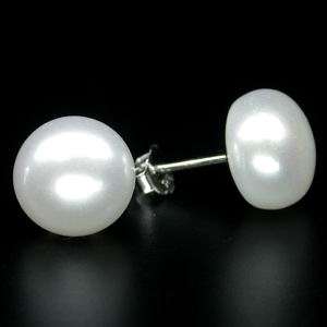 MARYKAY - HUGE 10mm!! GENUINE WHITE FRESHWATER PEARL EARRINGS IN .925 STERLING SILVER