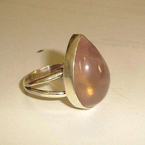 MARYKAY - BEAUTIFUL ROSE QUARTZ COCKTAIL STONE RING IN .925 STERLING SILVER - MADE IN INDIA 6.5/N