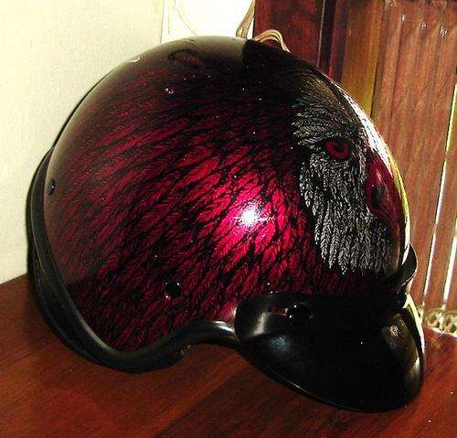 MARYKAY - AGV MOTORCYCLE HELMET - RED, SILVER & BLACK EAGLE DETAIL