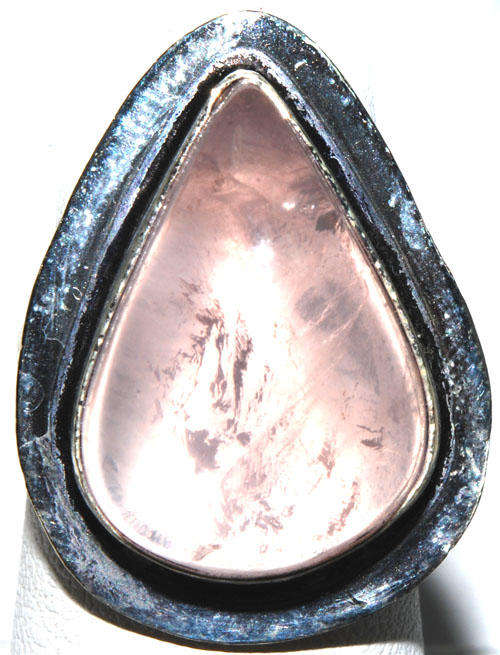 MARYKAY - BEAUTIFUL ROSE QUARTZ  COCKTAIL STONE RING IN .925 STERLING SILVER - MADE IN INDIA 6.5/N