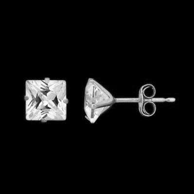 MARYKAY - 6 mm PRINCESS CUT CZ 925 STERLING SILVER STUD EARRINGS