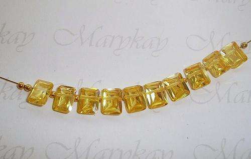 MARYKAY - NATURAL FACETED CITRINE EMERALD CUT GEMSTONE BEADS - IDEAL FOR CRAFTS/BEADING 5 X 9mm