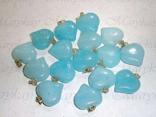 MARYKAY -  NATURAL AMAZONITE HEART GEMSTONE PENDANT - IDEAL FOR CRAFTS/BEADING/JEWELLERY MAKING