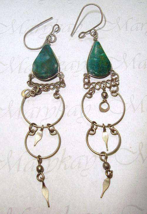 MARYKAY - BEAUTIFUL ALPACA SILVER TURQUOISE EARRINGS - MADE IN PERU