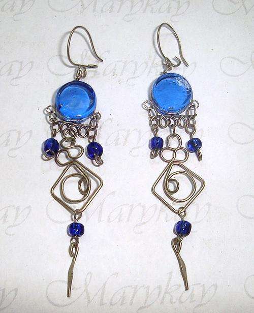 MARYKAY - BEAUTIFUL ALPACA SILVER & MURANO STONE EARRINGS - MADE IN PERU
