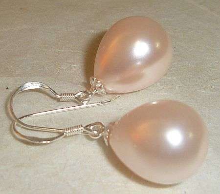MARYKAY - SOFT PINK SOUTH SEA SHELL PEARL STERLING SILVER EARRINGS