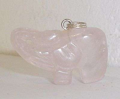 MARYKAY - BEAUTIFULLY CARVED ROSE QUARTZ ELEPHANT PENDANT /COLLECTABLE
