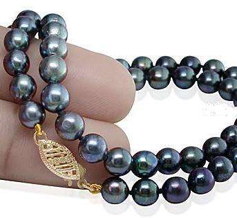 MARYKAY - NATURAL  BLACK AKOYA SALT WATER PEARL NECKLACE 50CM