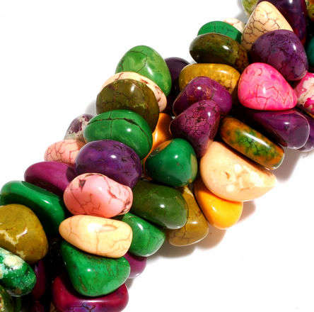 MARYKAY  - MULTI-COLOURED TURQUOISE GEMSTONE NUGGET BEADS - IDEAL FOR CRAFTS/BEADING