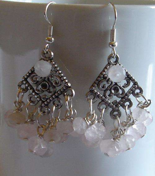 MARYKAY - FABULOUS FACETED ROSE QUARTZ CLUSTER EARRINGS