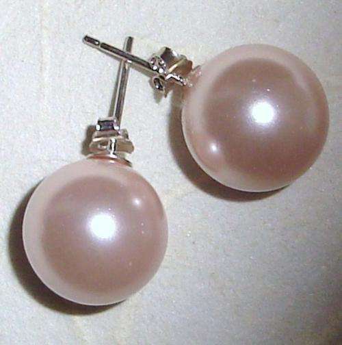 MARYKAY - LAVENDER PINK SOUTH SEA SHELL PEARL STERLING SILVER EARRINGS