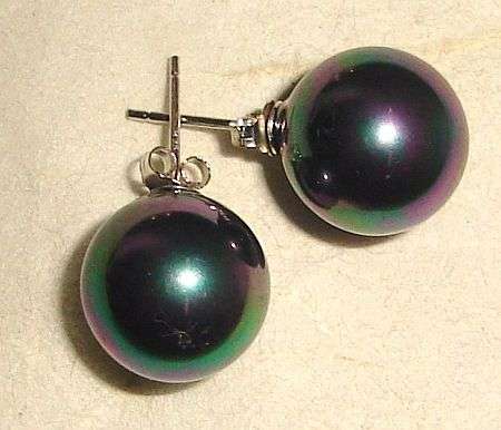 MARYKAY - BLACK SOUTH SEA SHELL PEARL STERLING SILVER EARRINGS