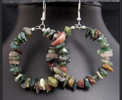 MARYKAY - NATURAL MULTI COLOUR JADE GEMSTONE BEAD EARRINGS - HANDMADE