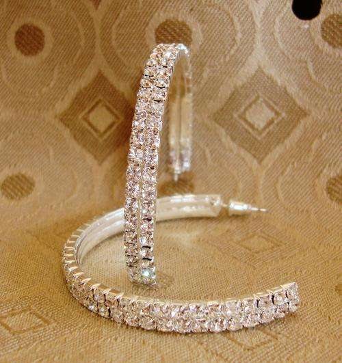 MARYKAY - BIG BEAUTIFUL DAZZLING BLING SILVER PLATED STUD HOOP EARRINGS