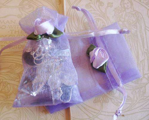 MARYKAY - DELIGHFUL LAVENDER ROSE DETAIL ORGANZA JEWELLERY GIFT BAGS - IDEAL FOR WEDDING FAVOUR