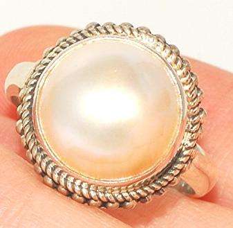 MARYKAY - GORGEOUS 13 MM WHITE MABE PEARL 925 STERLING SILVER RING