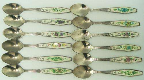 Silver Plated Royal Albert Flowers of the Month Set of 12 Teaspoons