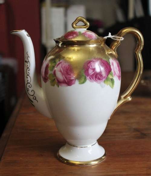 Royal Albert Crown China English Rose Pattern Coffee Pot.