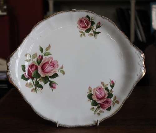 Royal Albert Anniversary Rose Pattern Cake Plate.