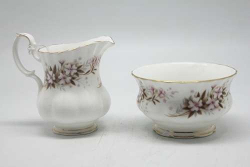Royal Albert Spring Song Pattern Demitasse Milk Jug and Sugar Bowl.