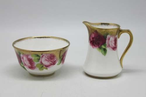 Royal Albert Crown China English Rose Pattern Coffee Milk and Sugar.