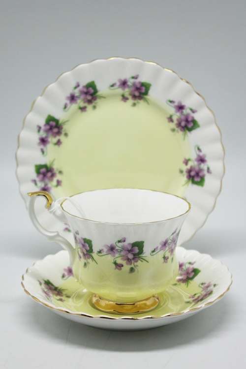 Royal Albert Yellow with Violets Unnamed Pattern Trio.