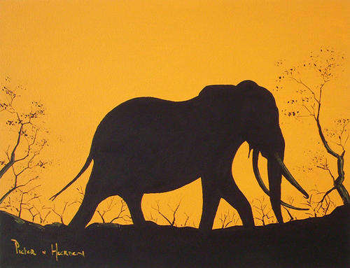 Olifant silouette 2 (600mm x 460mm)