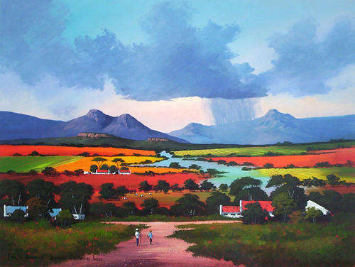 Soaked caltivated fields (Large Painting - 900 x 1200)