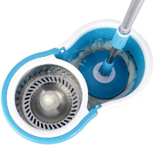360 ROTATING MAGIC MOP with stainless steel drying basket And x2 mop heads