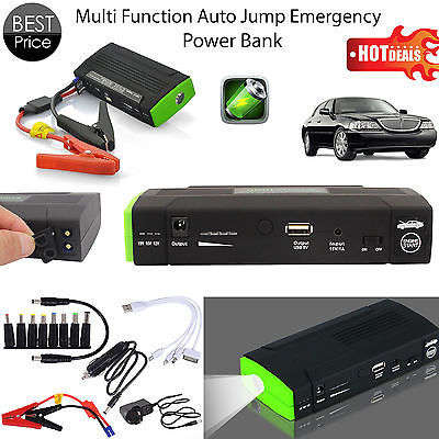 12V Power Bank Car Jump Starter Booster Battery Charger Adapters Clamps