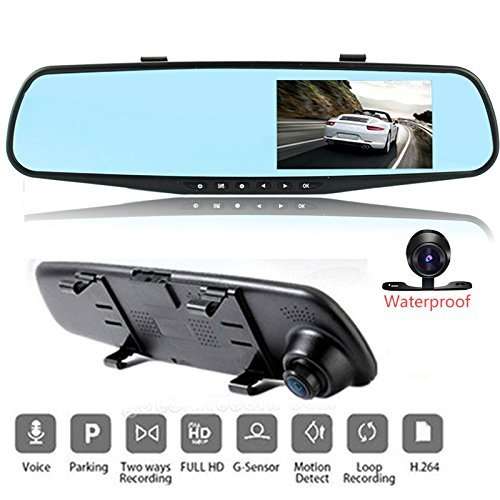 bulk from 6pcs//4.3" Dual lens Car DVR Video Recorder 1080P HD Dash Cam+ Rearview Mirror reverse