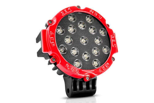 51w 7" Red Flood Round Led Work Light Bar Off Road ,Driving Roof Bar Bumper for SUV Boat etc