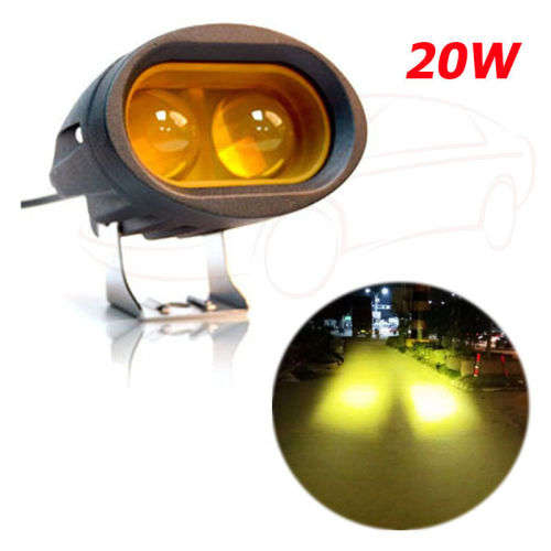 Yellow Fog Lamp Head 20W LED Spot Light Work Field Through Car SUV Bicycle Motorcycle