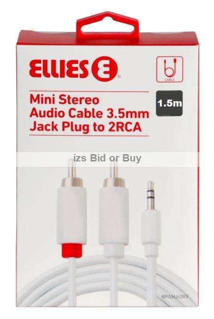 Ellies Stereo Cable 3.5mm Jack Plug to 2 RCA ***WOW***